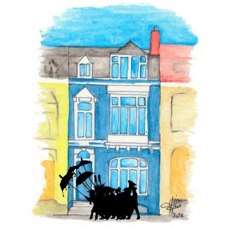 Aquarelle "Maison Bleue" Malo Les Bains - Dunkerque